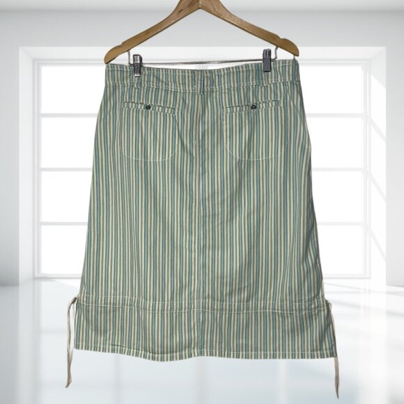 Johnny Was Striped Adjustable Drawstring Balloon Skirt Size 14 | Cotton Blend - Picture 3 of 16